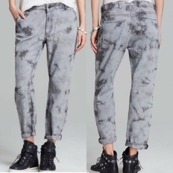 L'agence Tie Dye Boyfriend Pants Blue Tie Dye High Rise Ankle Length Rela New 26 - Picture 1 of 7